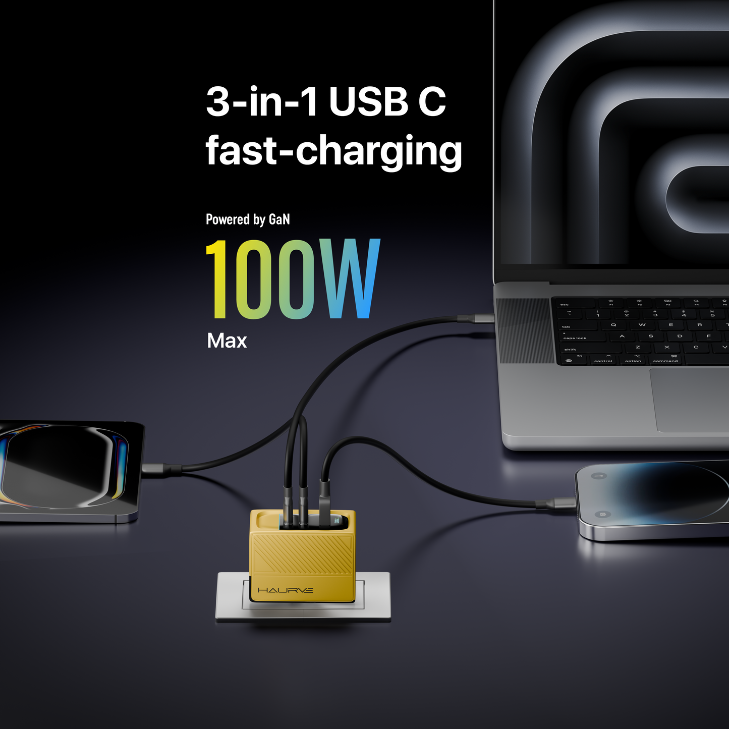 Haurve 100W 3-in-1 GaN Fast Charger